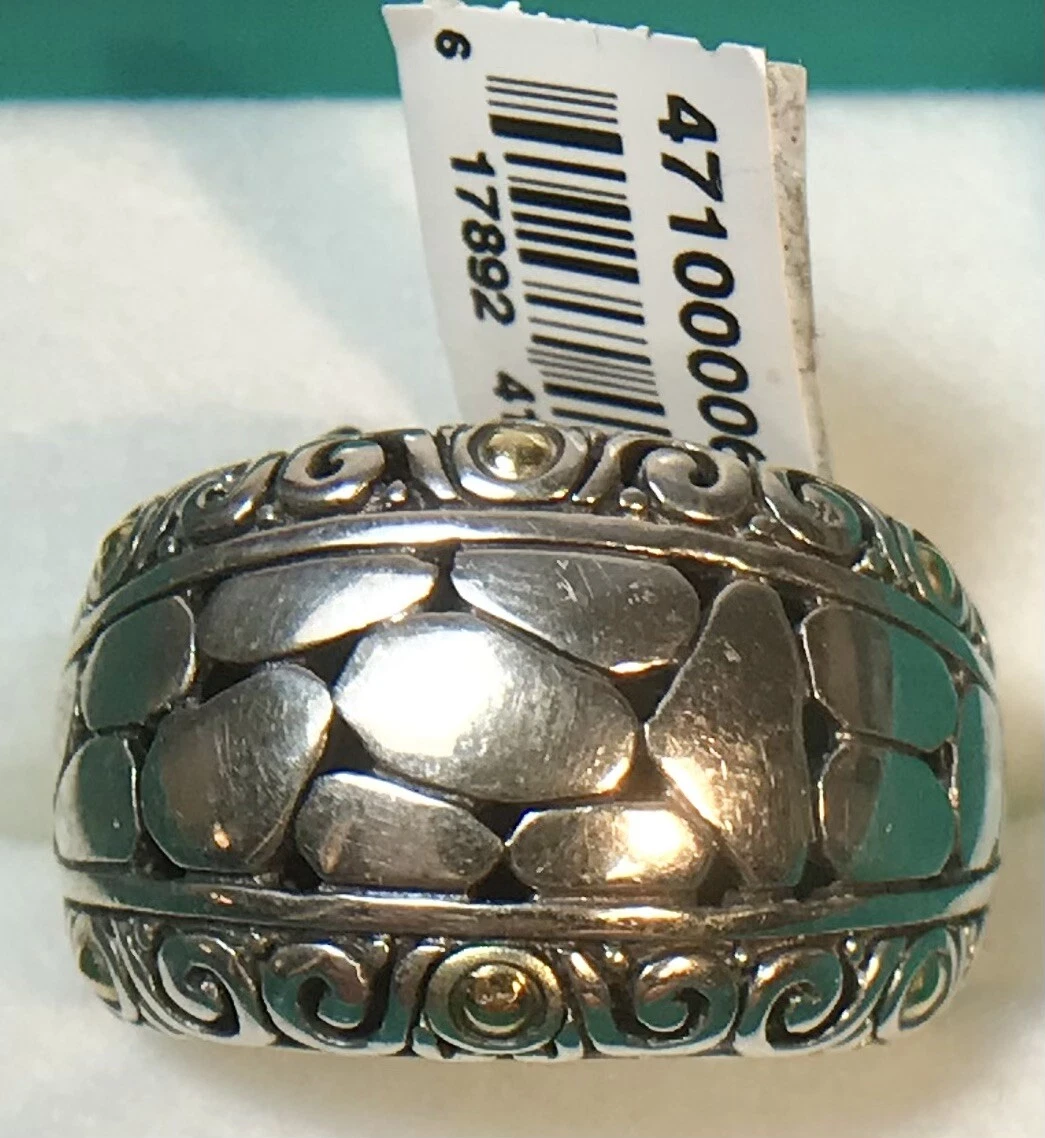 EFFY 925 STERLING SILVER 18K YELLOW GOLD DOT PEBBLE SIZE 7 RING NWT BOX 171