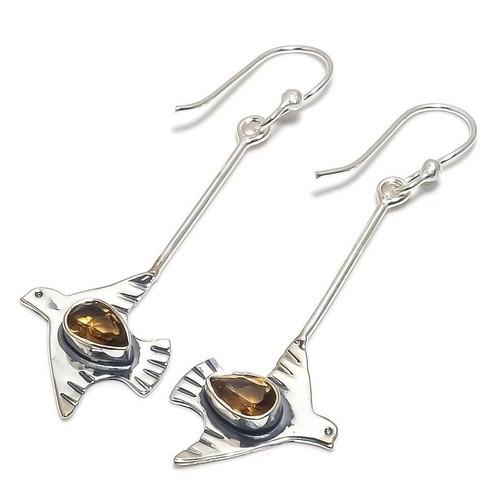 Womens day Sale Sterling Silver Natural Citrine Drop Handmade Elegant Earrings