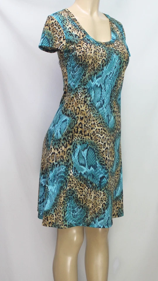 Vestido Lennie for Nina Leonard Elastizado Manga Corta Estampado Animal Multicolor Talla S Foto 4 de 4