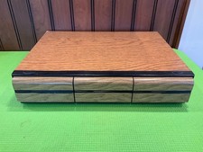 Vintage Faux Woodgrain 3-Drawer Cassette Tape Storage Case - Holds 36