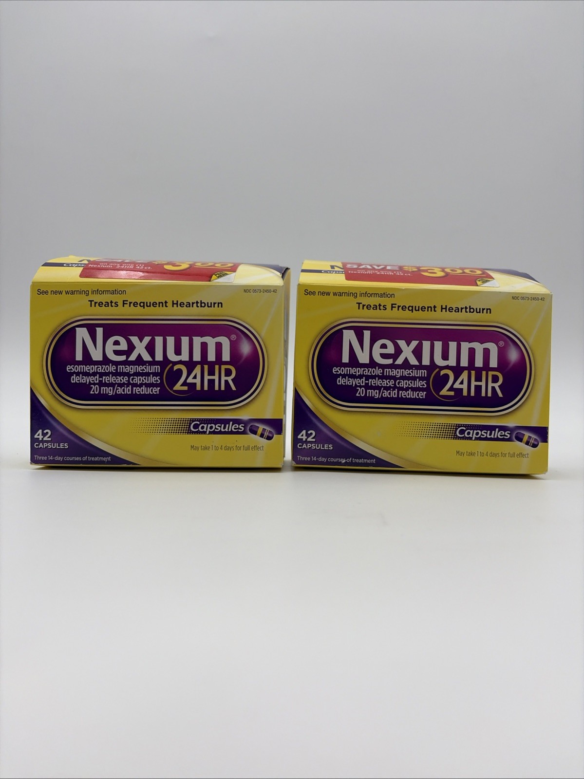 Nexium 24HR Acid Reducer Capsules for Heartburn Relief 42 Ct EXP 02/2027+ X 2