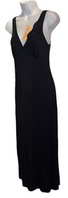 NWT LISE CHARMEL Glam Ultra Chic Black Lace Trim Back Lace Long Lounge Dress 10