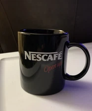 Vtg Nescafe Coffee Blue and White Ceramic Beverage Mug Cup Open Up Rare