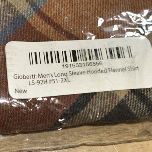 Gioberti Men's Flannel Button Down Hoodie Color: Khaki Umber Size XXL NEW! - Picture 3 of 4