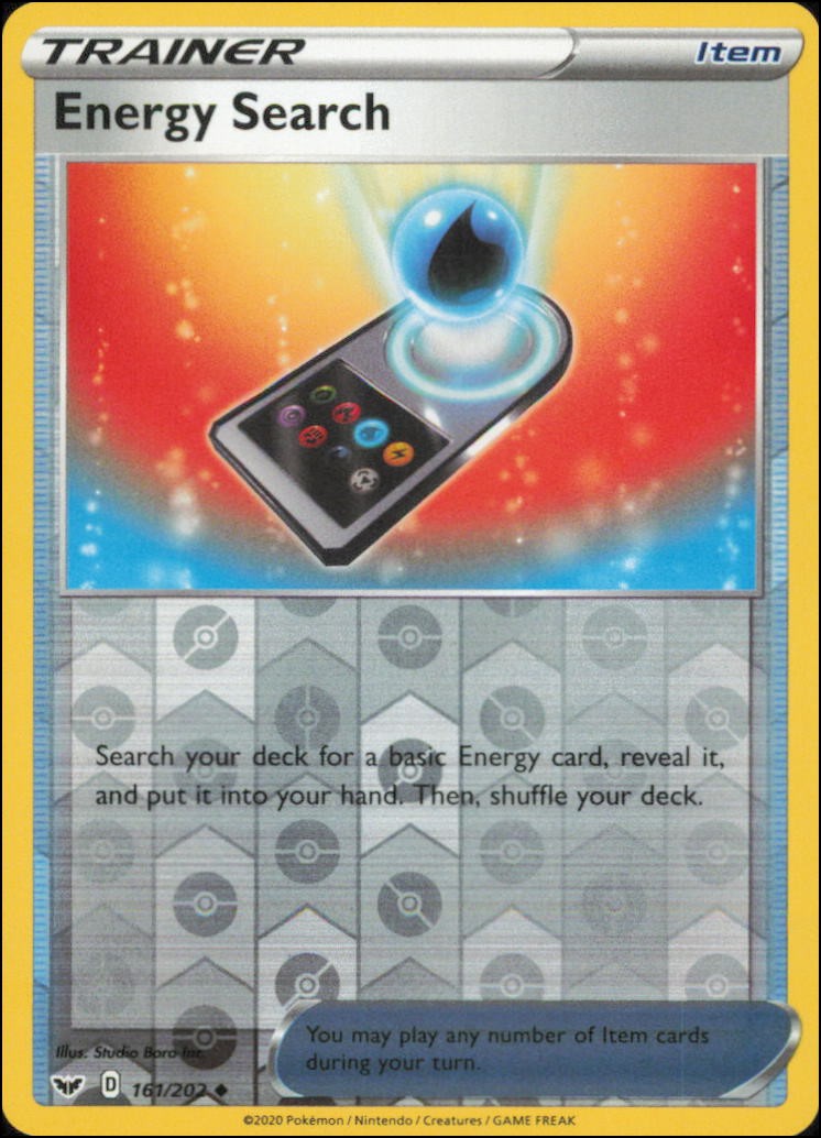 Pokemon - Energy Search #161/202 - SWSH01: Sword & Shield Base Set Reverse Holo