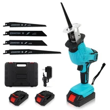 Cordless Reciprocating Saw 2 Battery Charger Recip Sabre Saw for Wood/Metal/PVC