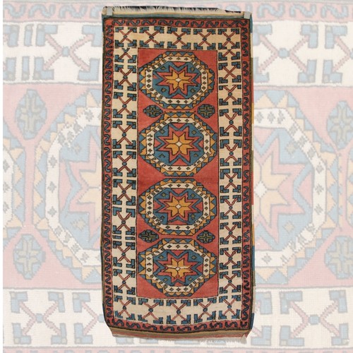 Handmade Vintage Pink Rug - 2x5 ft | Wool Turkish Area Carpet for Kitchen