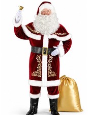 Santa Claus Costume for Men 12Pcs Deluxe Full Santa Suit Set Adults