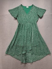 Sienna Sky Women Wrap Dress L Green V Neck Flutter Sleeve High & Low Hem Formal
