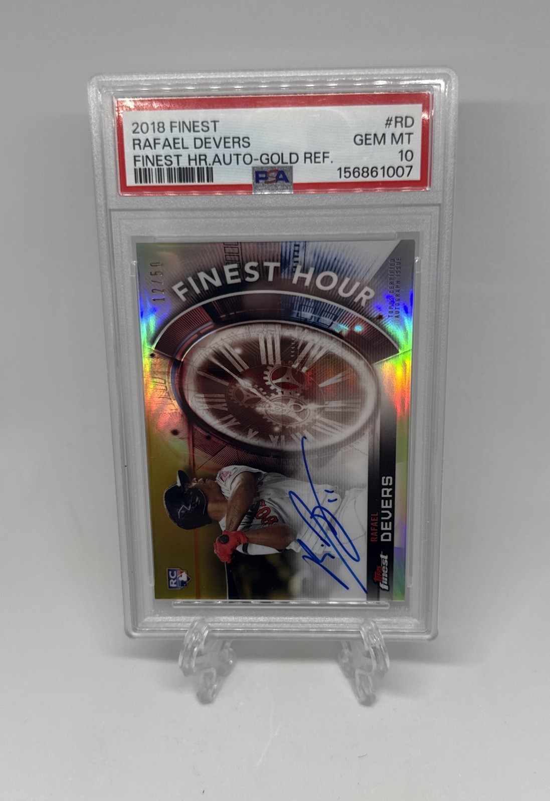 2018 Topps Finest - Finest Hour Autographs Rafael Devers #FHA-RD Gold Refractor