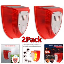 2 Pcs Solar Alarm Motion Detector with Sound Outdoor Motion Sensor 129db