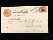 NY BUFFALO 1901 COVER #295 PAN AM EXPO STA. CANCEL, RARE ILLUS INDIAN CONGRESS