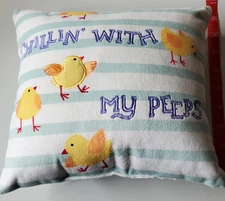 Chillin' with my Peeps - 10" x 10"Easter Decorative Throw Pillow Chicks
