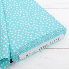 Threadart Cotton Quilting Fabric By The Yard - Confetti Brights - Aqua Hearts