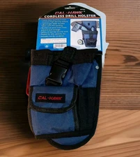 Cal-Hawk DCH-1 Cordless Drill Holster Blue Nylon Tool Belt Carabiner Bit Pocket