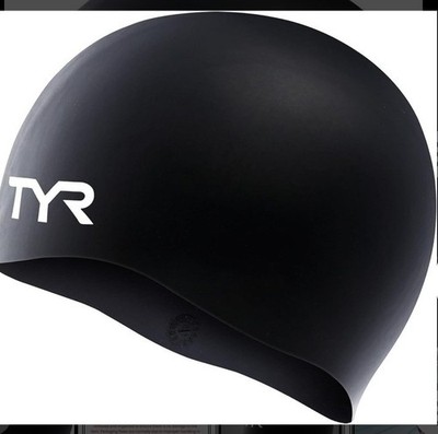 TYR Adult Wrinkle Free Silicone Swim Cap for Drag Reduction One Size, Black