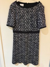 Vince Camuto Black And White Diamond Jacquard Knit Dress