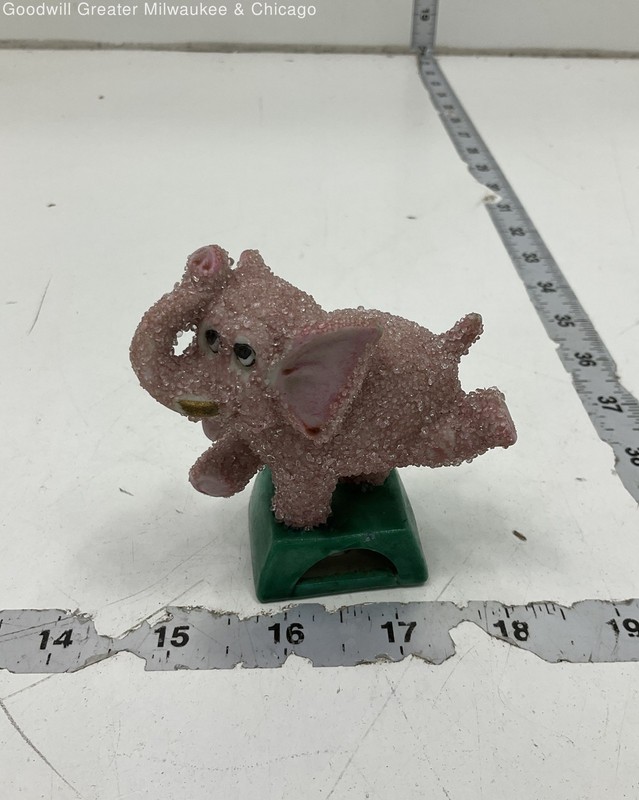 Vintage MCM Kitschy Sugar Pink Elephant Ceramic Figurine Made in Japan