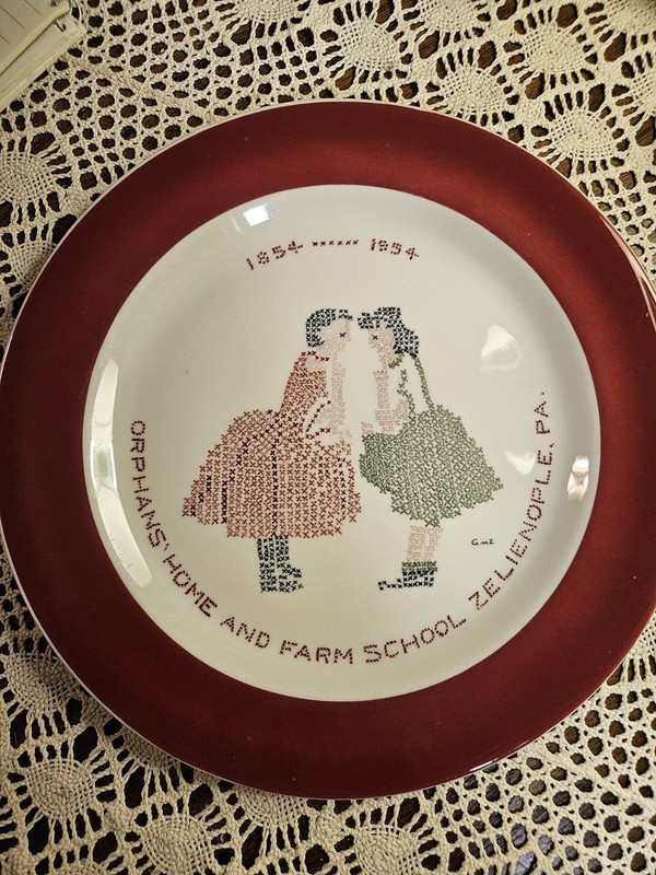 Vintage Commemorative Dinner Plate Zelienople PA Orphans Home & Farm School 1954