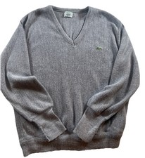 Vintage Lacoste IZOD Gray Pullover Sweater Large Orlon Acrylic w Green Alligator