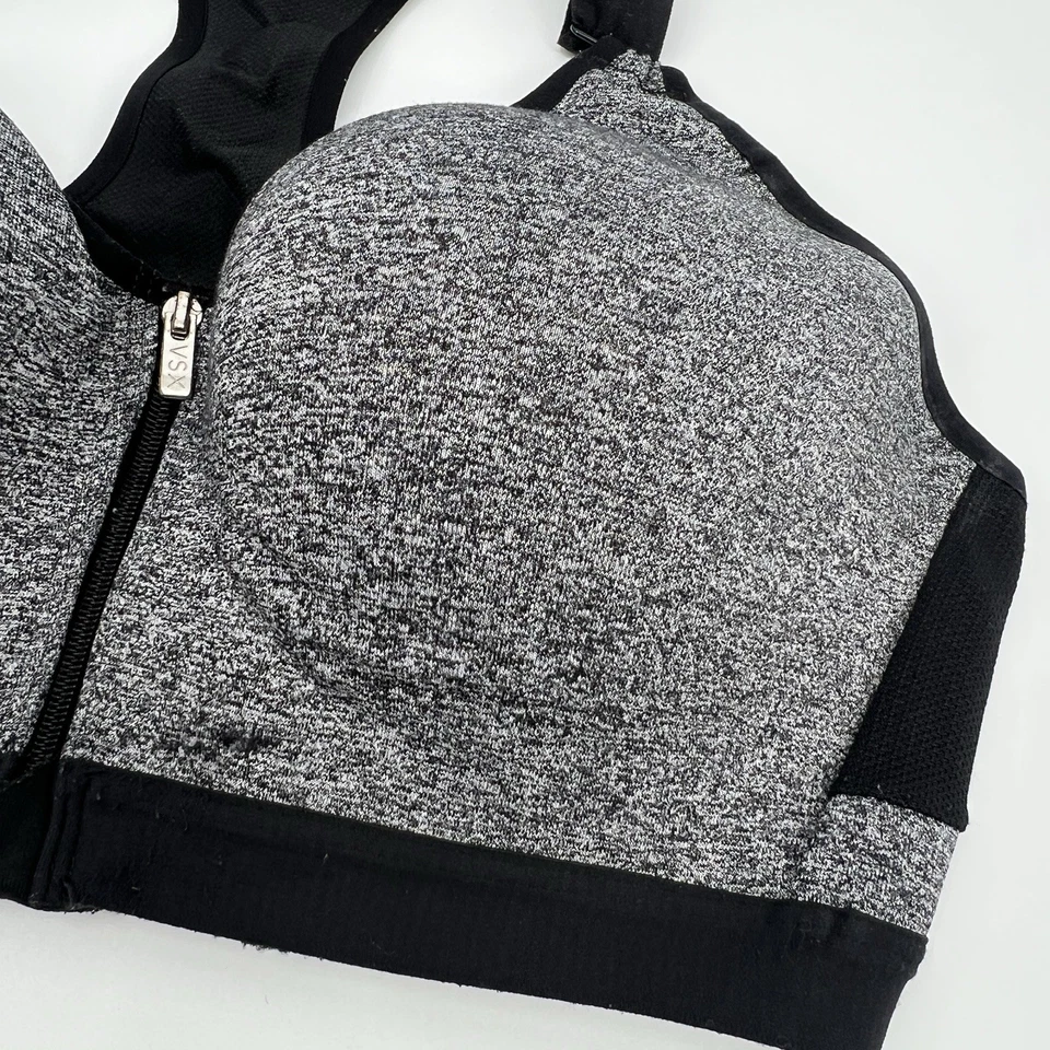 Victoria’s Secret 36C VSX Sport Gray Zip Front Racerback Bra Active Gym Wear - Image 2 of 4