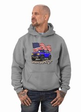 Ford Bronco Raptor 4x4 Patriotic Flag Design Grey Hoodie Sweatshirt NEW