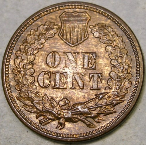 1865 INDIAN HEAD CENT/PENNY APPEALING TOUGHER DATE SHARP FEATHERS LIBERTY WREATH - Picture 4 of 4
