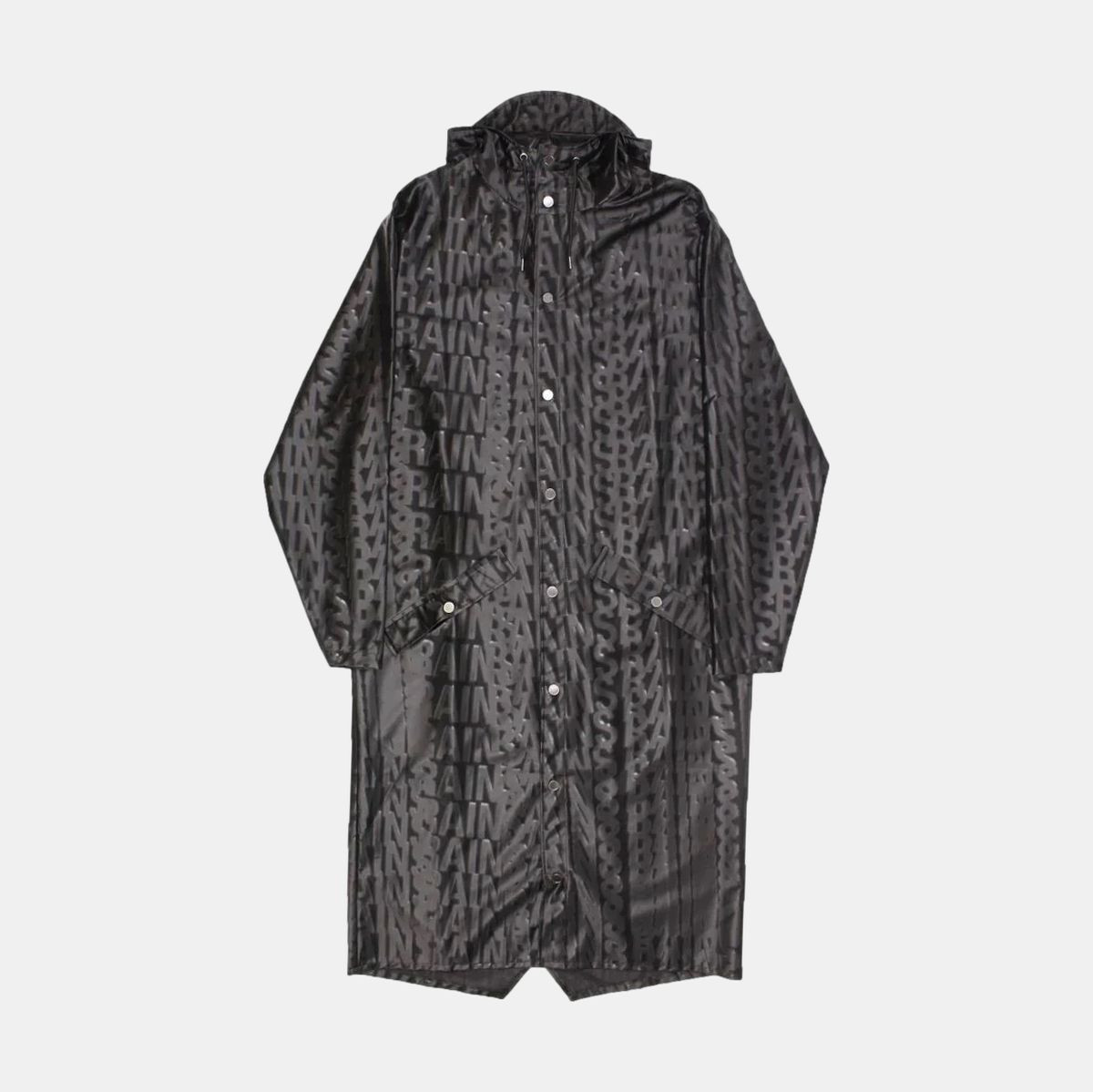 Rains Long Black Polyurethane Jacket for Men Size M