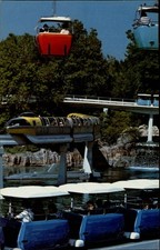 Disneyland CA Monorail trains skyride car amusement park attractions postcard