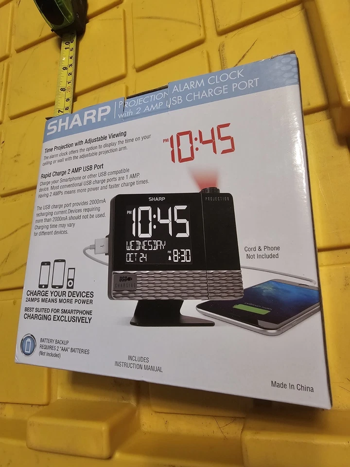 Sharp Projection Dual Alarm Clock w/Sleep 8 Sleep Sounds Works w/Adapter - Image 2 of 4
