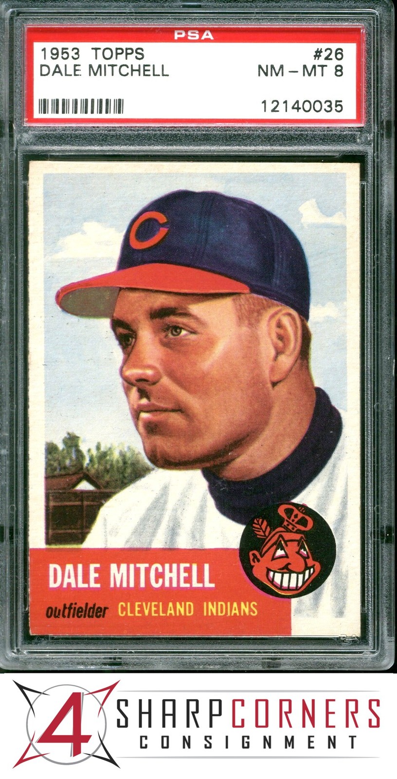 1953 TOPPS #26 DALE MITCHELL INDIANS PSA 8