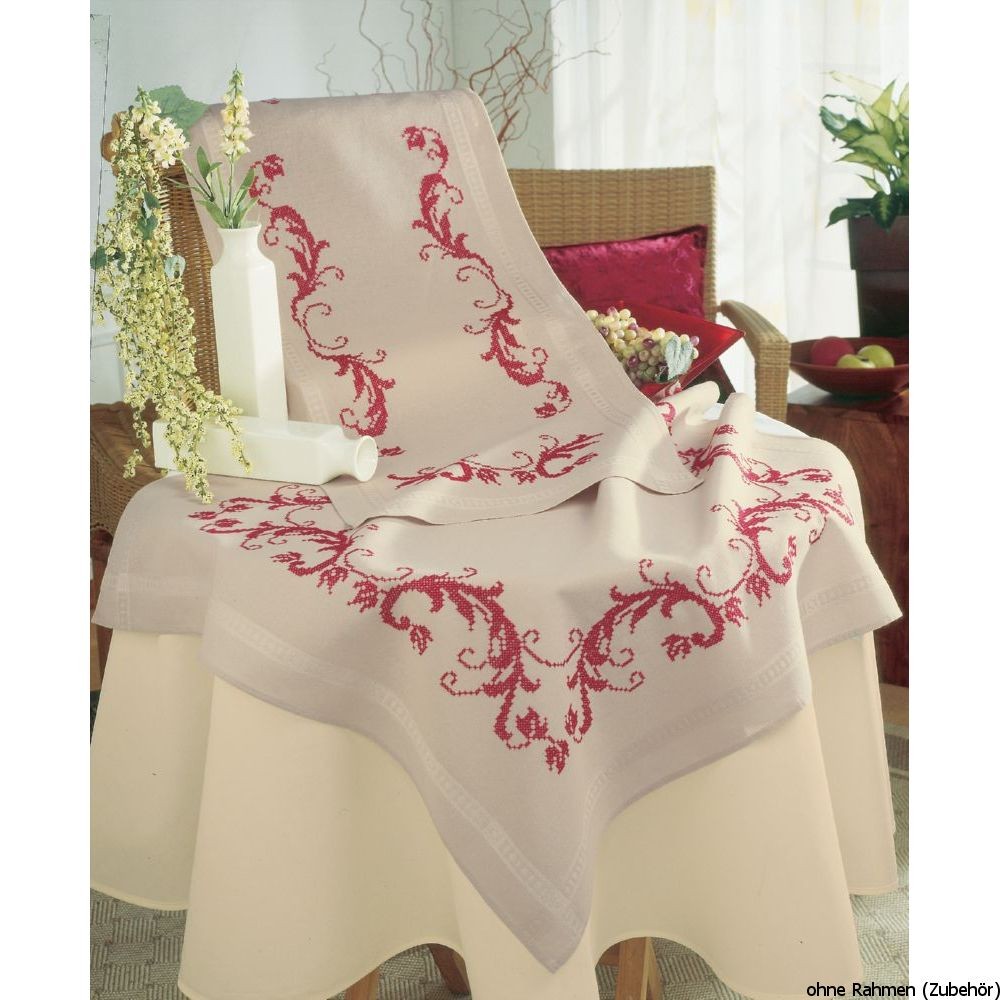 B&Q -  Emb T/run Leaf DesignEmbroidery Kit: Runner: Red Leaf DesignVervaco - Image 2