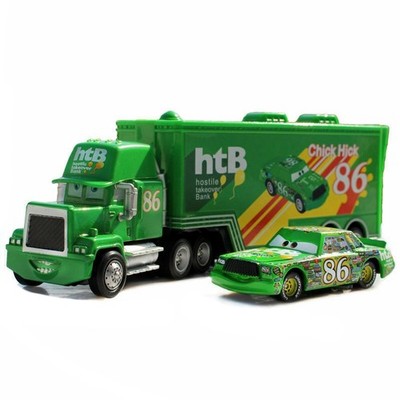 2Pack Disney Pixar Cars No.86 Chick Hicks Vehicle &  Hauler Truck Alloy Gift US