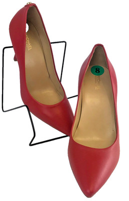 MICHAEL KOLS FLEX RED SCARLET LEATHER PUMPS - SIZE 8 MEDIUM