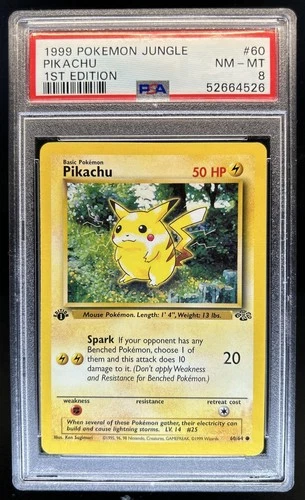 1999 Pokemon Jungle 1st Edition Pikachu #60/64 PSA 8