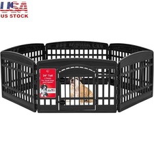 Durable Indoor Outdoor Pet Playpen Easy Assembly Multi Panel Pet Fence W/ Door