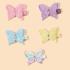 Small Butterfly Hair Bow Clips for Girls   5 PCS Colorful Ribbon Middle, D