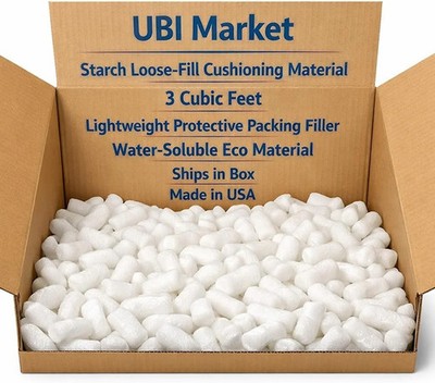 UBI Market Starch Loose Fill Cushioning Material, 2 Cubic Feet (15 Gallons), Lig