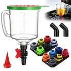 18PC Engine Oil Funnel Kit 1.59QT/1.5L No-Spill w/ 12 Adapters Magnetic Tray Set