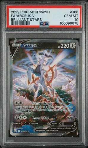 2022 POKEMON SWORD & SHIELD BRILLIANT STARS #166 FULL ART/ARCEUS V PSA 10