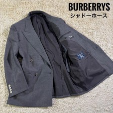 Burberrys Gray Shadow Horse Double Breasted Blazer Wool Men M Authentica