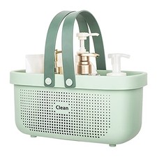 Plastic Storage Basket with Handle Portable Shower Caddy Tote Large Green