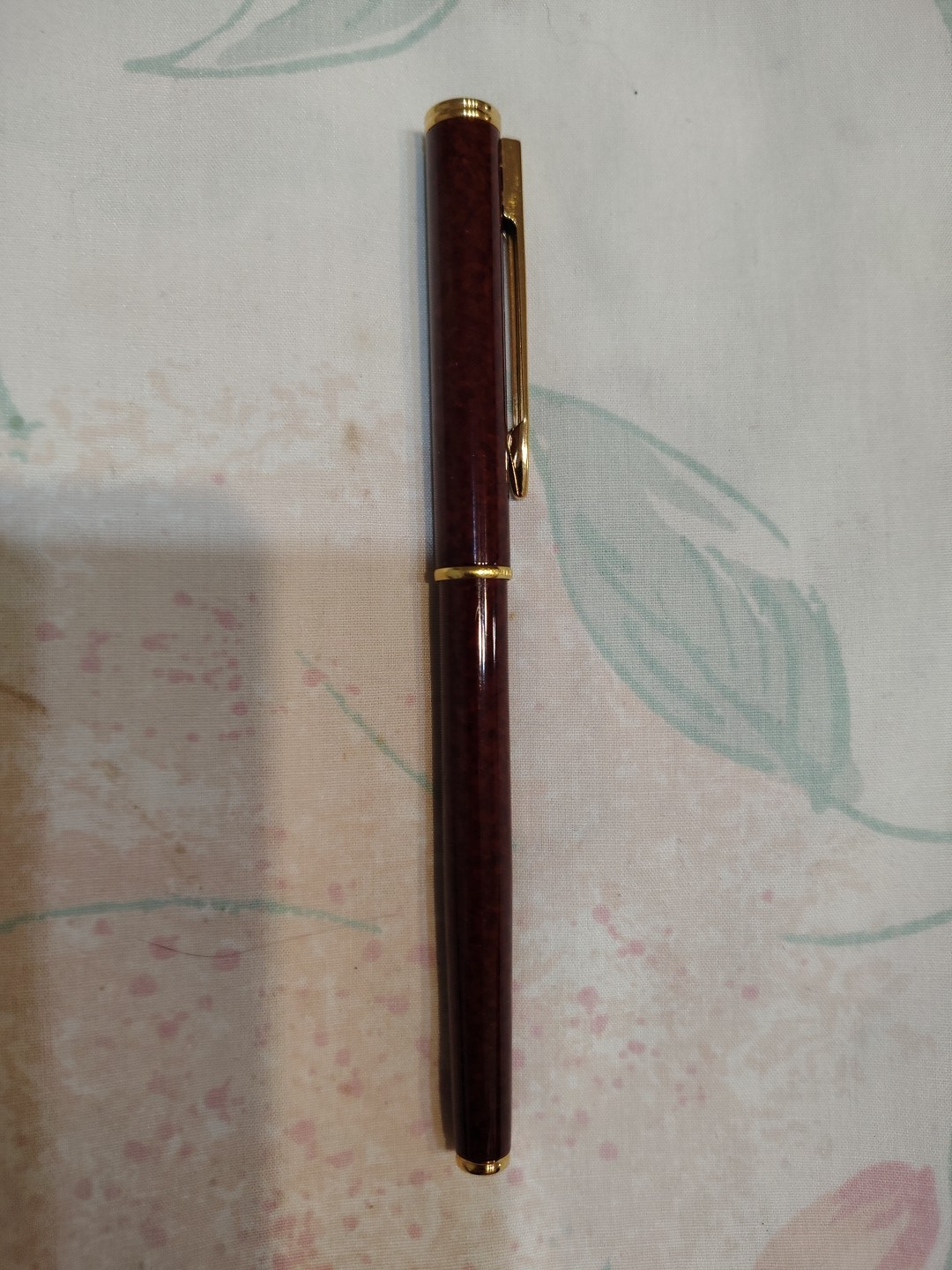 WATERMAN EXCLUSIVE BROWN MARBLE FOUNTAIN PEN WITH FINE 18K GOLD NIB FRANCE 