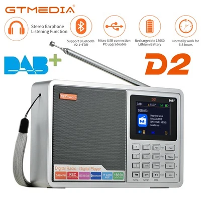 Tragbares DAB+ Radio Digitalradio FM Bluetooth Musik Player LCD Display mit Akku - Bild 1 von 4