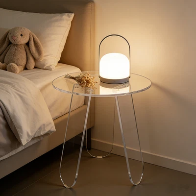 Acrylic End Table Lucite Clear Side Table for Bedroom Living Room Study 46x45cm - image 1 of 4
