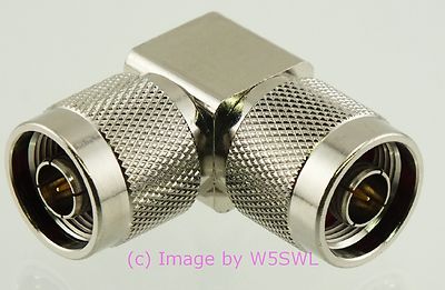 N Male to N Male Coax Connector Adapter Right Angle 90 Degree by W5SWL