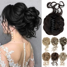 Thick Tousled Messy Hair Bun Pieces Claw Clip Updo Hair Extension Real as Human