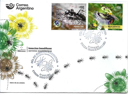 #75117 ARGENTINA 2022 FAUNA INSECTS ANT BEE FLOWERS MERCOSUR FDC