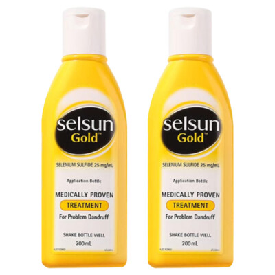 2PCS Gold Anti-Dandruff Shampoo 200mL Deep Cleansing Selenium Sulfide 2.5%