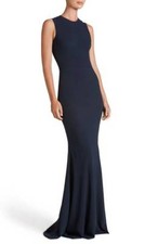DRESS THE POPULATION 'EVE' CREPE MERMAID MIDNIGHT BLUE GOWN DRESS sz M